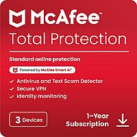 McAfee Total Protection 3-Device 2025 |Security Software Includes Antivirus, Secure VPN, | Download $19.99