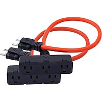 2-Pack 2' KMC 3-Outlet Power Extension Cord