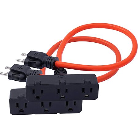 2-Pack 2' KMC 3-Outlet Power Extension Cord $6.45