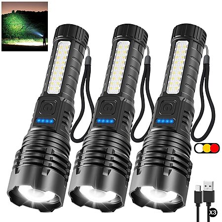 3Pack Rechargeable Flashlights, *Amazon Lightning Deal*, free S&H, $22.54