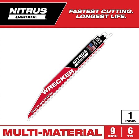 Select Home Depot: Milwaukee 9 in. WRECKER Nitrus Carbide Sawzall Blade