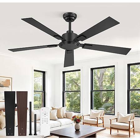 Prime Members | ZMISHIBO 52 Inch Ceiling Fan no Light, Black, High 3713 CFM Strong Airflow $40 + Free S/H $39.55