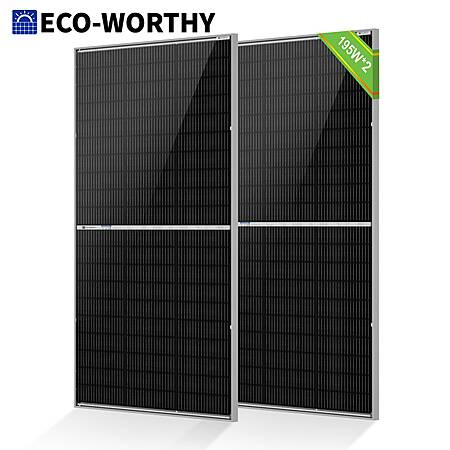 2-Pk ECO-WORTHY 195W N-Type 18BB Bifacial Solar Panels $149.65 + Free S&H