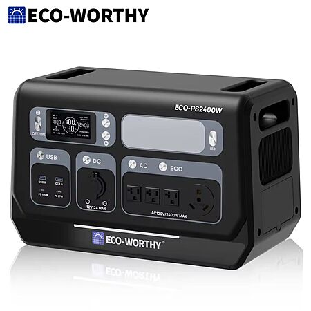 2048Wh ECO-WORTHY PS 2400W (4800W Peak) LiFePO4 Power Station $453.40 + Free S&H