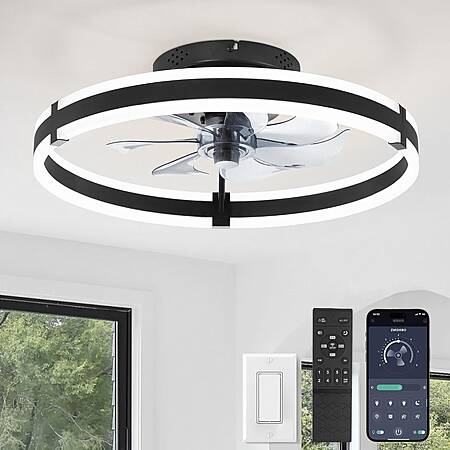 19.7" ZMISHIBO Low Profile Ceiling Fan w/ Lights & Remote (Black, 3000-6000K) $39.95 + Free S&H