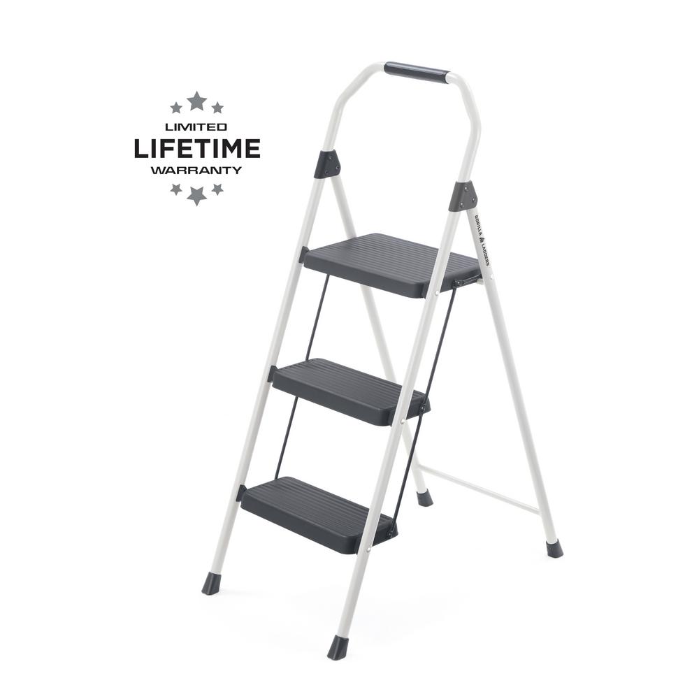 3-Step Compact Steel Step Stool with 225 lb. Load Capacity Type II Duty Rating $9.98