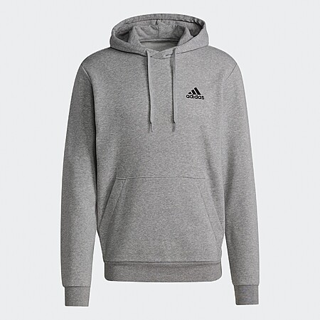 adidas men Essentials Fleece Hoodie (Medium Grey Heather, S only) + free shipping $13