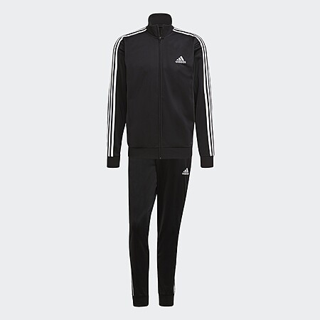 adidas Men's Essentials 3-Stripes Track Suit: Jacket + Pants (Black/White) $24 + Free S&H