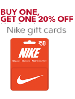 Best Buy: Buy 1 Nike Gift Card, Get 20% off Second Nike Gift Card of Equal or Lesser Value)