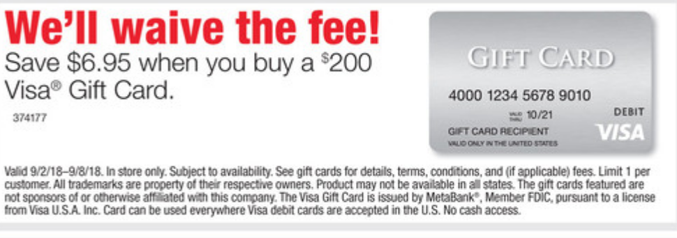 Staples: $200 Visa Prepaid Gift Card, waived activation fees IN STORE ONLY 9/2 to 9/8