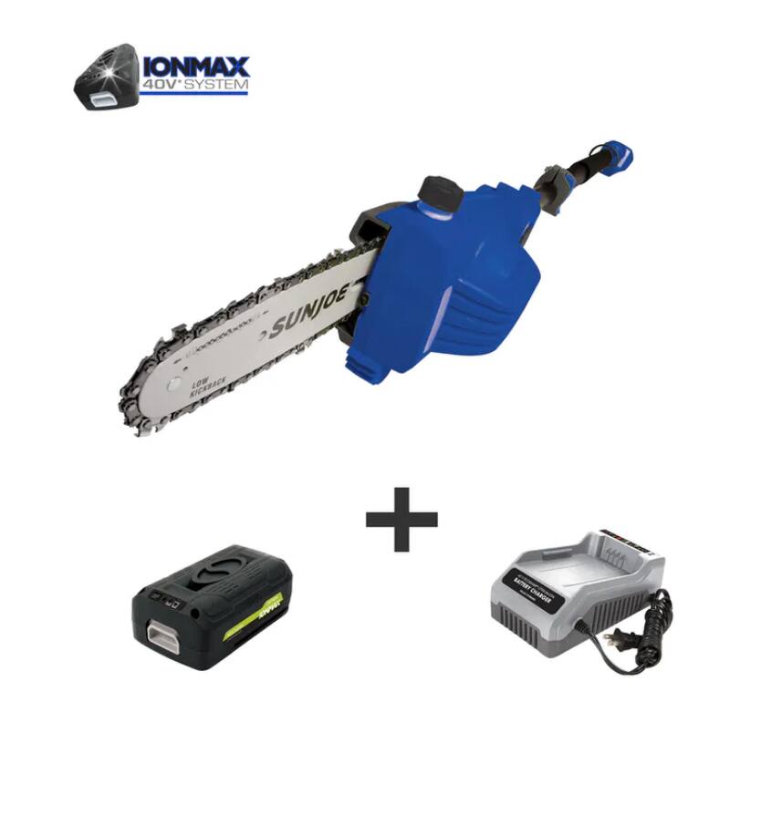 Sun Joe 40-Volt 8-inch Telescoping Pole Chain Saw (Blue) w/ 2.5 Ah Battery & Quick Charger $99 + Free S/H