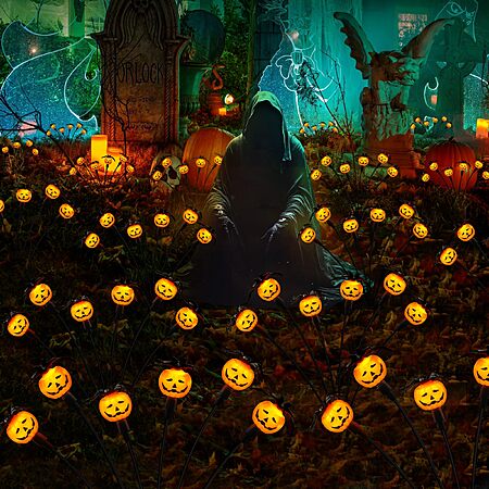 Cujemy 2 Pack Pumpkin Swaying Solar Lights