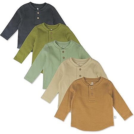 HonestBaby Boys' Baby Toddler & Kid Waffle Henley 100% Organic Long Sleeve Shirts (5-Pack) $20.7 (1 replies)