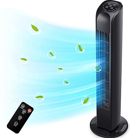 Uthfy Oscillating Tower Fan with Remote 30 inchs, Black $38.65