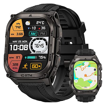 KOSPET Tank M4 Smart Watch for Men, 10ATM Waterproof 45m Freediving, 50-Day Battery $189