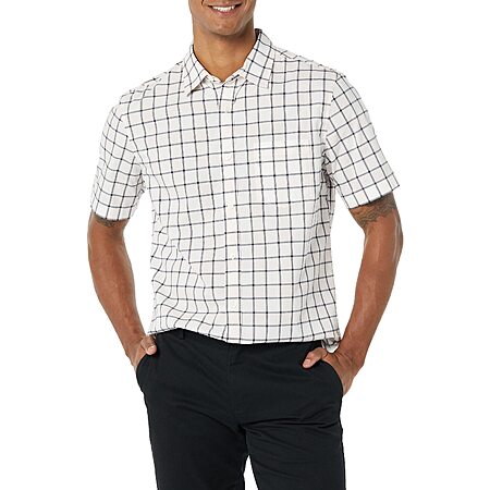 Amazon Essentials Men's Short Sleeve Button Down Shirt, Stretch Cotton, Available in Big & Tall (XS)