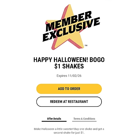 Hardee's | $1 BOGO HAPPY HALLOWEEN SHAKES