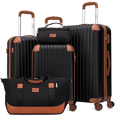 Cosbarn Luggage Sets, Lightweight Durable Hardshell, 5 piece Suitcase Sets Black