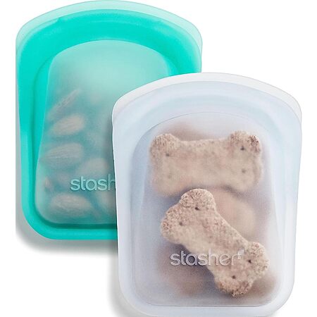 2-Pack 4-Oz Stasher Reusable Silicone Pocket Bags (Clear + Aqua) $8.01 w/ S&S + Free Shipping w/ Prime or on $35+