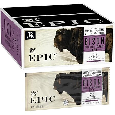 12-Count 15.6-Oz Epic Provisions Bison Bacon Cranberry Protein Bars $16.06 ($1.34 Each) w/ S&S + Free Shipping w/ Prime or on $35+