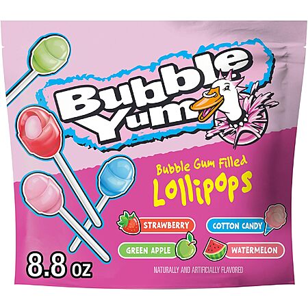 8.8-Oz Bubble Yum Assorted Bubble Gum Filled Lollipops $4.08 w/ S&S + Free Shipping w/ Prime or on $35+