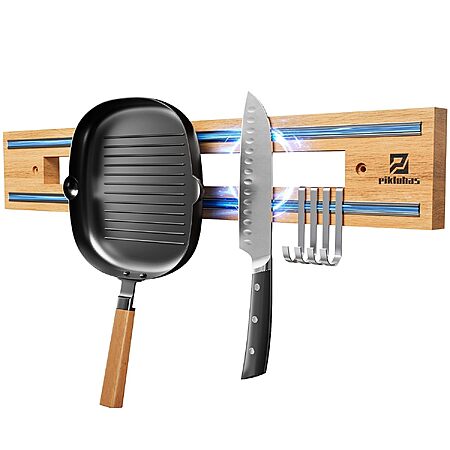 16.5" Piklohas Wooden Magnetic Wall Mount Knife Holder $11.35
