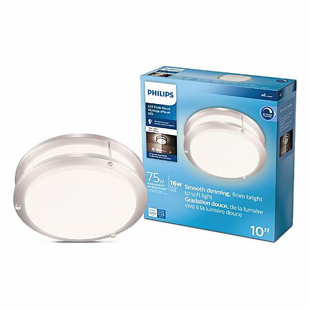 16W Philips 1200-Lumen Dimmable LED Double Ring Flush Mount Ceiling Light (Brushed Nickel) $5.63 + Free Shipping w/ Prime or on $35+