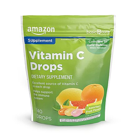 140-Count Amazon Basic Care Vitamin C Supplement Drops, Lemon, Orange & Grapefruit $2.37 w/ S&S + Free Shipping w/ Prime or on $35+