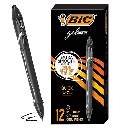 12-Count BIC Gelocity Quick Dry 0.7mm Medium Retractable Gel Pens (Black) $7.72 + Free Shipping w/ Prime or on $35+