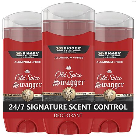 3-Pack 3.8-Oz Old Spice Swagger Aluminum Free Deodorant for Men $11.11 ($3.70 Each) w/ S&S