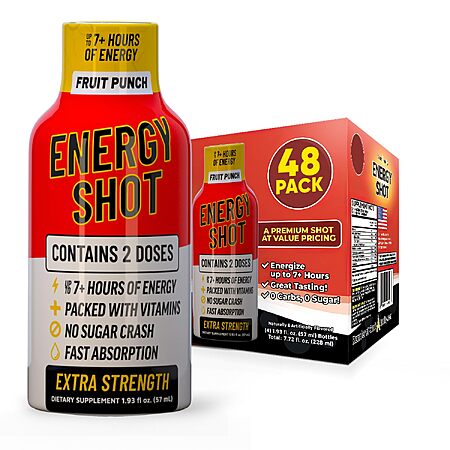 48-Pack 1.93-Oz Vitamin Energy Extra Strength Fruit Punch Energy Shots (Sugar Free) $20.96 ($0.43 Each) w/ S&S + Free Shipping w/ Prime or on $35+