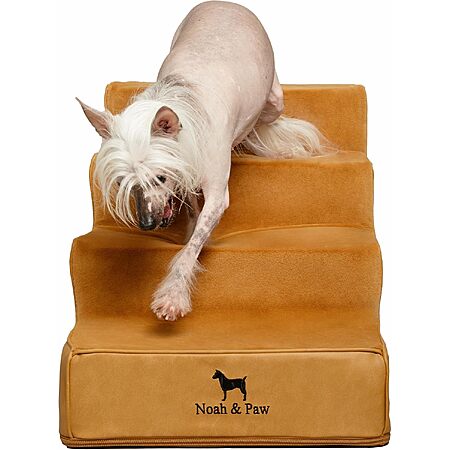 17.3" Noah & Paw 4-Step Extra Wide Faux Leather Dog Stairs (Camel, Charcoal or Dark Green) $42.44 + Free Shipping