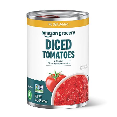 14.5-Oz Amazon Grocery No Salt Added Diced Tomatoes $0.64 w/ S&S + Free Shipping w/ Prime or on $35+