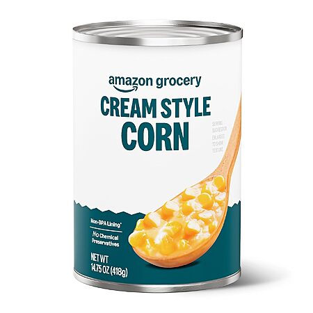 Select Accounts: 14.75-Oz Amazon Grocery Canned Cream Style Corn $0.65 w/ S&S