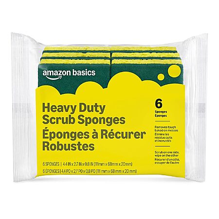 6-Pack Amazon Basics Heavy Duty Dual-Sided Scrub Sponges $2.27 ($0.38 Each) w/ S&S + Free Shipping w/ Prime or on $35+