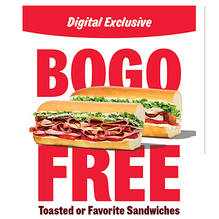 Jimmy Johns - BOGO toasted or favorite sandwiches through 10/12