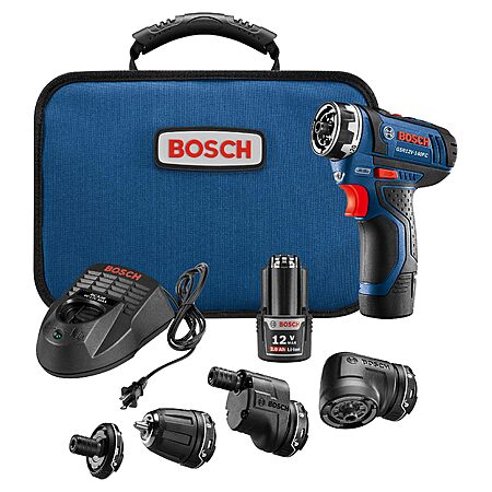 Bosch 12V Flexiclick 5-In-1 Cordless Multi-Head Electric Screwdriver Drill Set $142 + Free Shipping