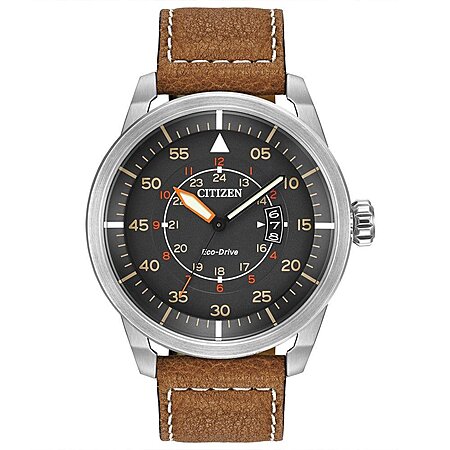 Citizen Men’s Eco-Drive 3-Hand Date Avion Watch with Leather Strap (Style: AW1361:10H) $184.66 @Amazon