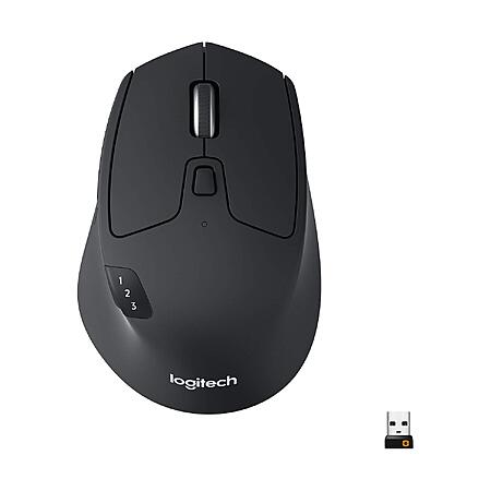 Logitech M720 Triathalon Full Size Multi-Device Wireless Mouse - Black