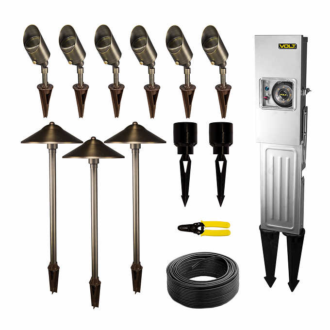 VOLT Landscape Lighting 9-piece Path & Area Light Brass LED Starter Kit $399.99