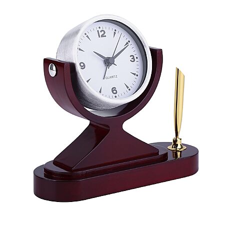 Wooden Desk Alarm Clock $9.99 – Silent Non-Ticking, Adjustable Angle & Pencil Holder
