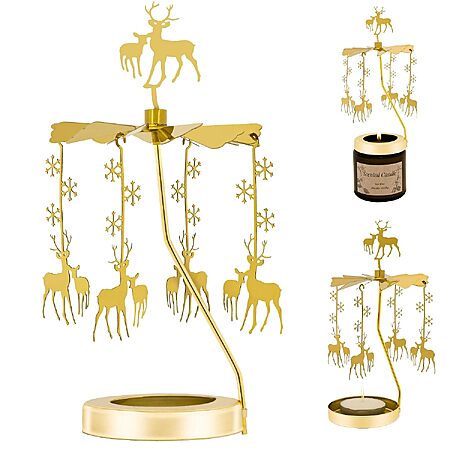 Rancco Tea-Light Candle Christmas Carousel (Gold Color) $4.99 + Free Shipping w/ Prime or on $35+