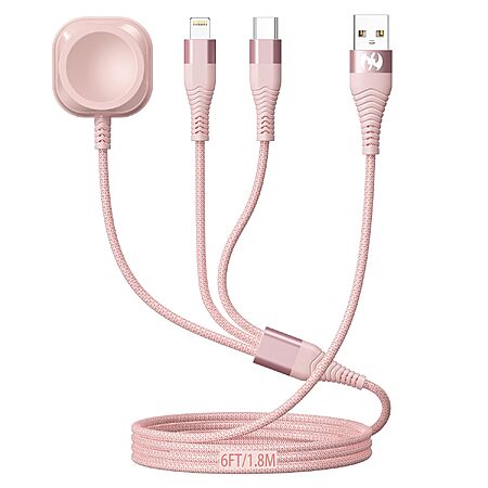 6' Xnewcable 3-in-1 USB-A Nylon Braided Charging Cable (Apple Watch, Lighting & USB-C)