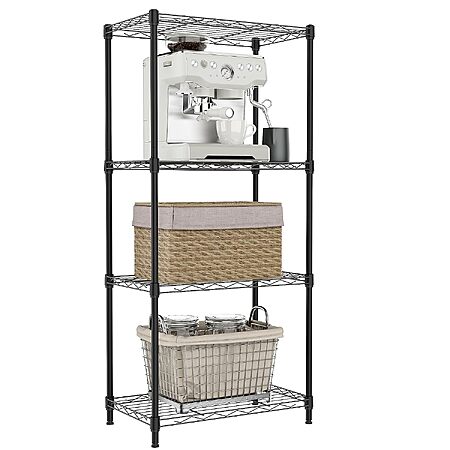 4-Tier Izeuk Black Metal Wire Shelving Unit (17.7"W x 11.8"D x 41.9"H)