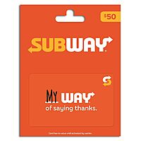 Prime Members: $50 Subway Gift Card (Physical)