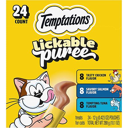 Select Accts: 24-Ct 0.42-Oz Temptations Puree Lickable Cat Treats (various) $5.30 w/ S&S