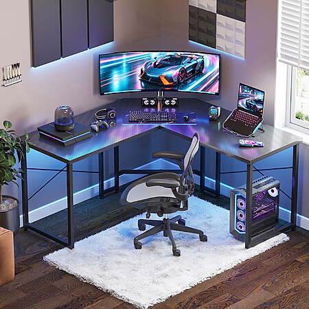 51" Casacomoda L Shaped Reversible Computer Desk (Carbon Fiber Black) $45 & More + Free S&H