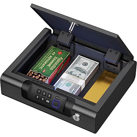 BILLCONCH Biometric Safe w/ Electronic Lock & LED Light (Black) $35 + Free S&H