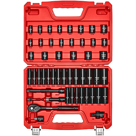 50-Pc VEVOR 3/8" Drive 6-Pt Deep & Shallow Impact Socket Set w/ Carrying Case $28.70 + Free S&H