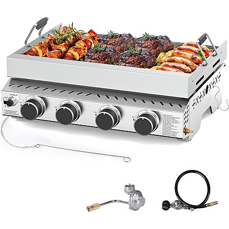 4-Burner Cowsar Portable Propane 32000 BTU Gas Griddle $65 + Free S&H